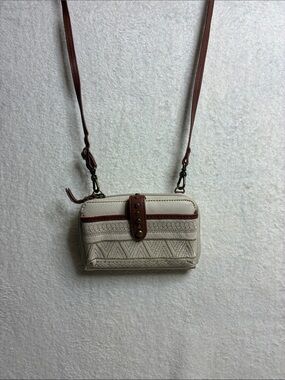 The Sak Cream and Brown Crossbody Wallet Bag